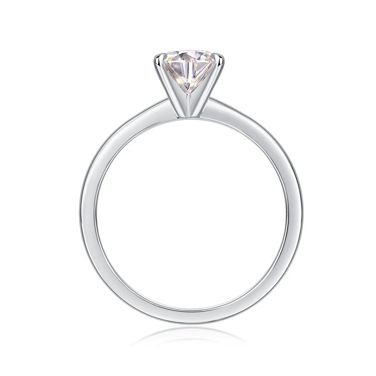 Oath moissanite wedding ring with 1 carat stone on platinum-plated S925 silver band, gift box packaging