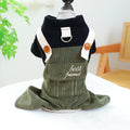 Corduroy pet overalls for dog or cat in good friend work clothes style, polyester fabric, size XS to XL