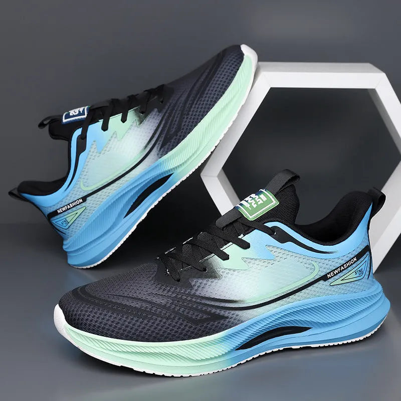 Men's low-top casual sneakers in breathable woven mesh with a round toe and rubber sole.