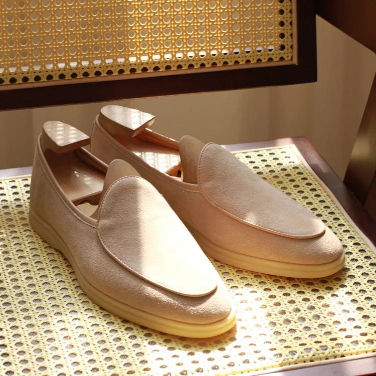 Men's genuine leather loafers in multiple colours on a flat TPR sole.