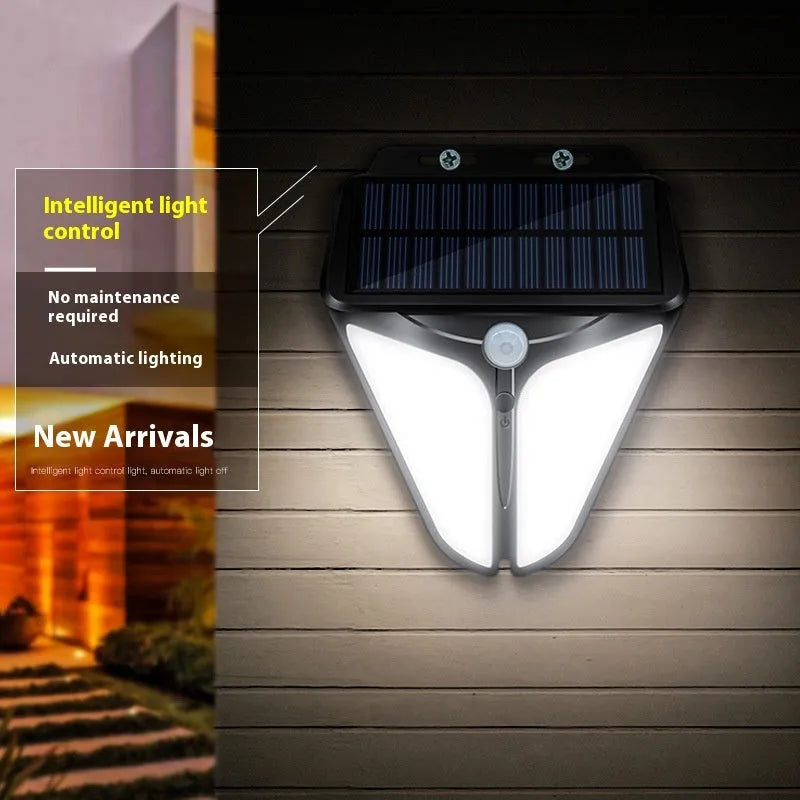 Heart-shaped binocular solar wall lamp with motion sensor for outdoor courtyard lighting