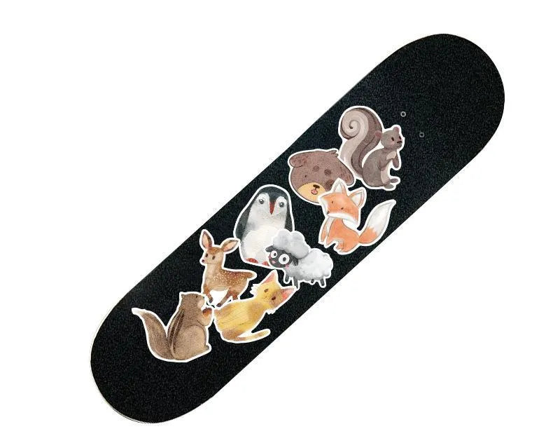 36 piece set of large retro beach stickers measuring 6-10cm with surfing designs on PVC material