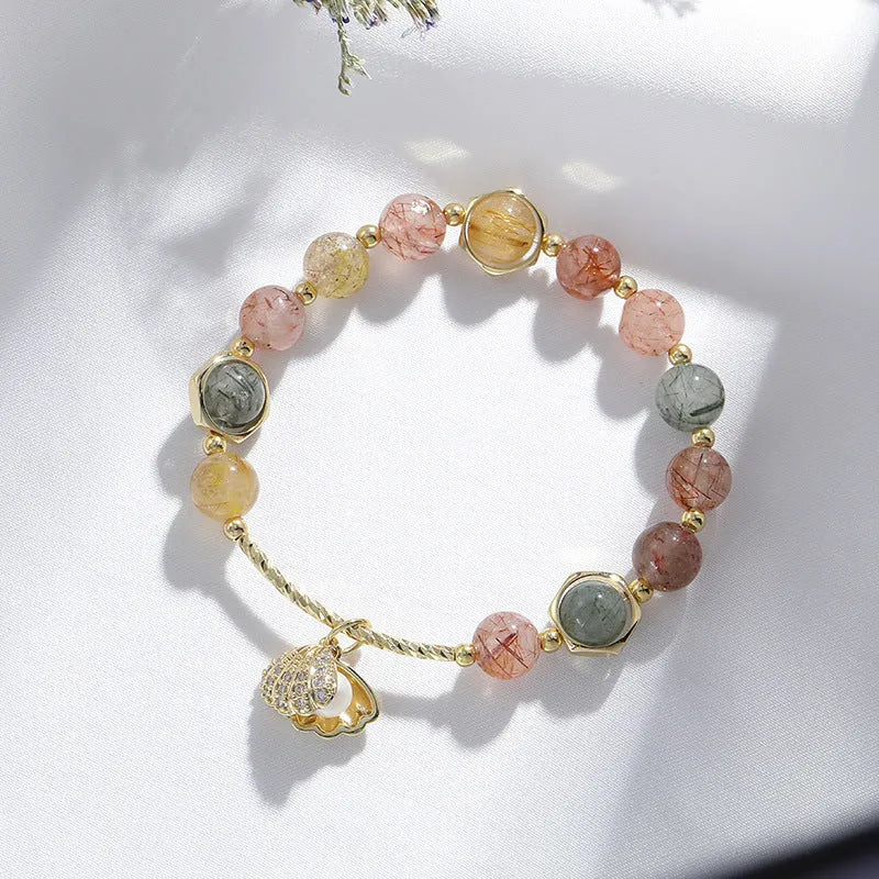 Colourful cartoon animal zodiac crystal shell bracelet for women with electroplated finish