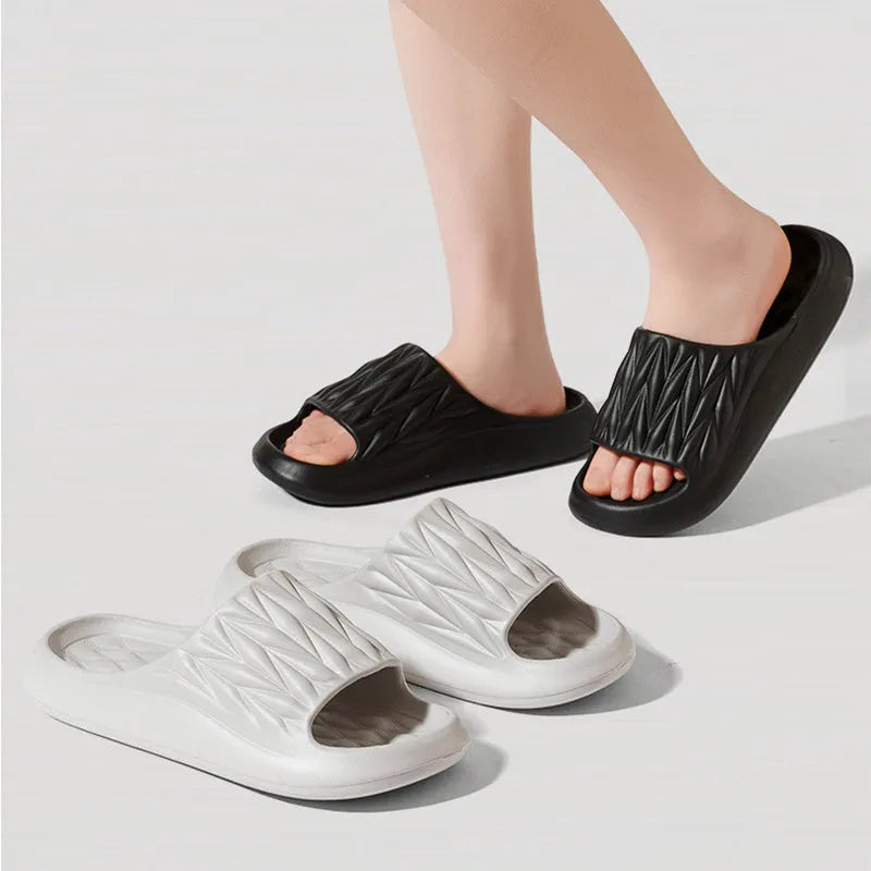 Leaf texture design EVA household slippers with non-slip soles in various colours