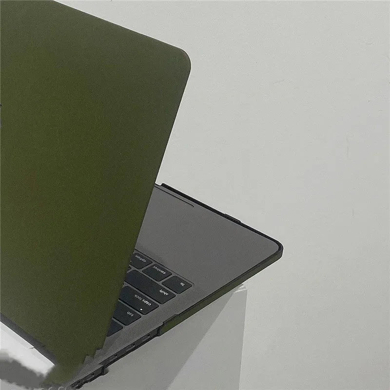 Army green quicksand hard plastic MacBook protective shell for Apple MacBook Pro and Air models.