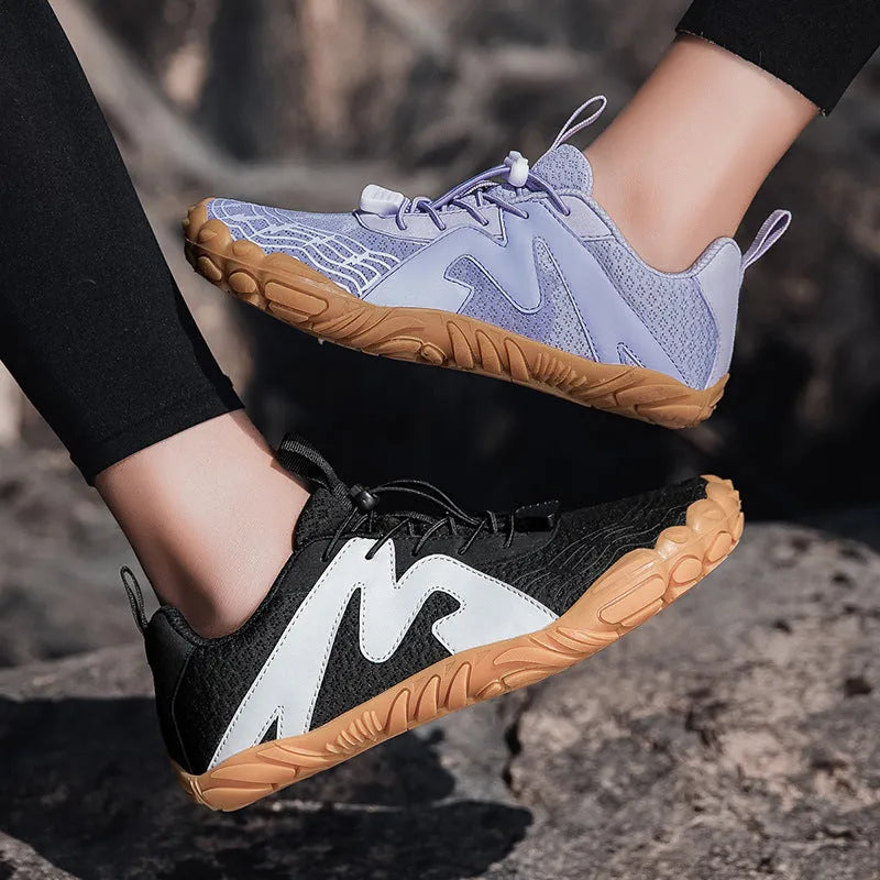 Couple sports climbing shoes with flyknit lining and a rubber sole in various colours