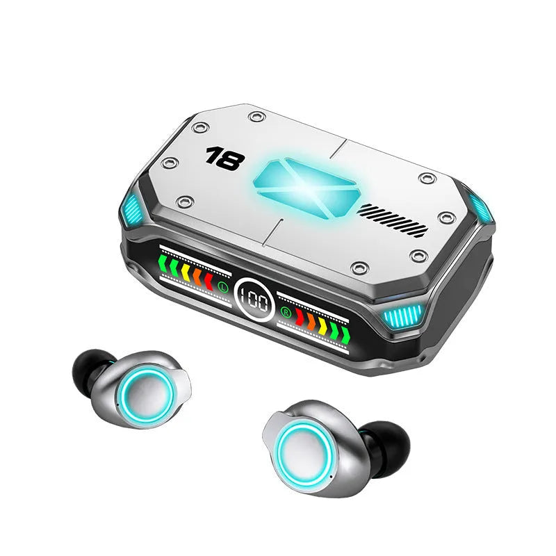 Touch true wireless low delay Bluetooth headset with digital display in M43 E-sports silver