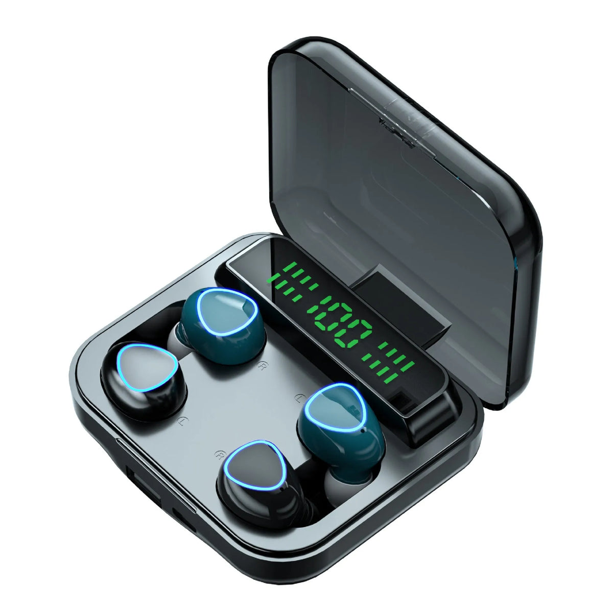 M56 Bluetooth headset in black or orange with breathing light, digital display and USB charging, plus M21 and M22 models
