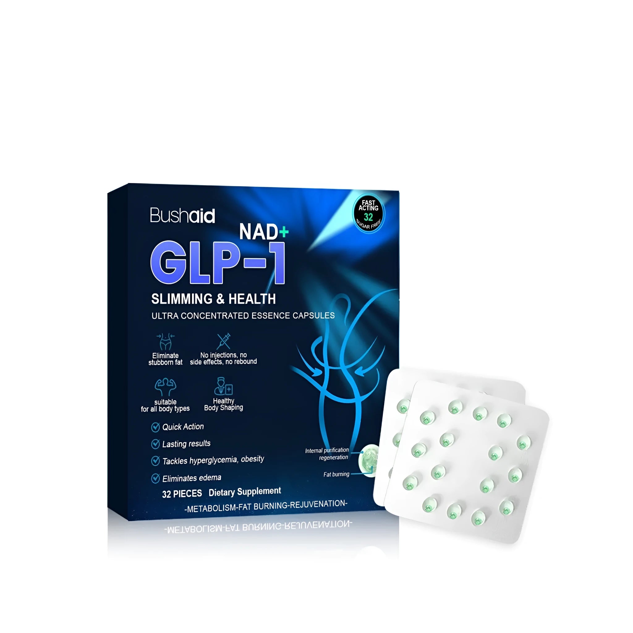 Pack of 32 ultra concentrated slim healthy explosion bead capsules for dietary supplementation.