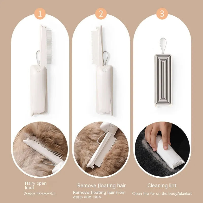 ABS plastic pet grooming brush for removing hair from cats and dogs in pink and white colours
