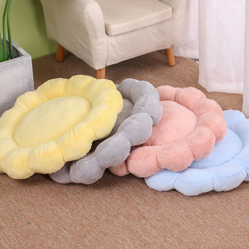 50x50cm half-surrounded pet bed in plush fabric showing blue colour option
