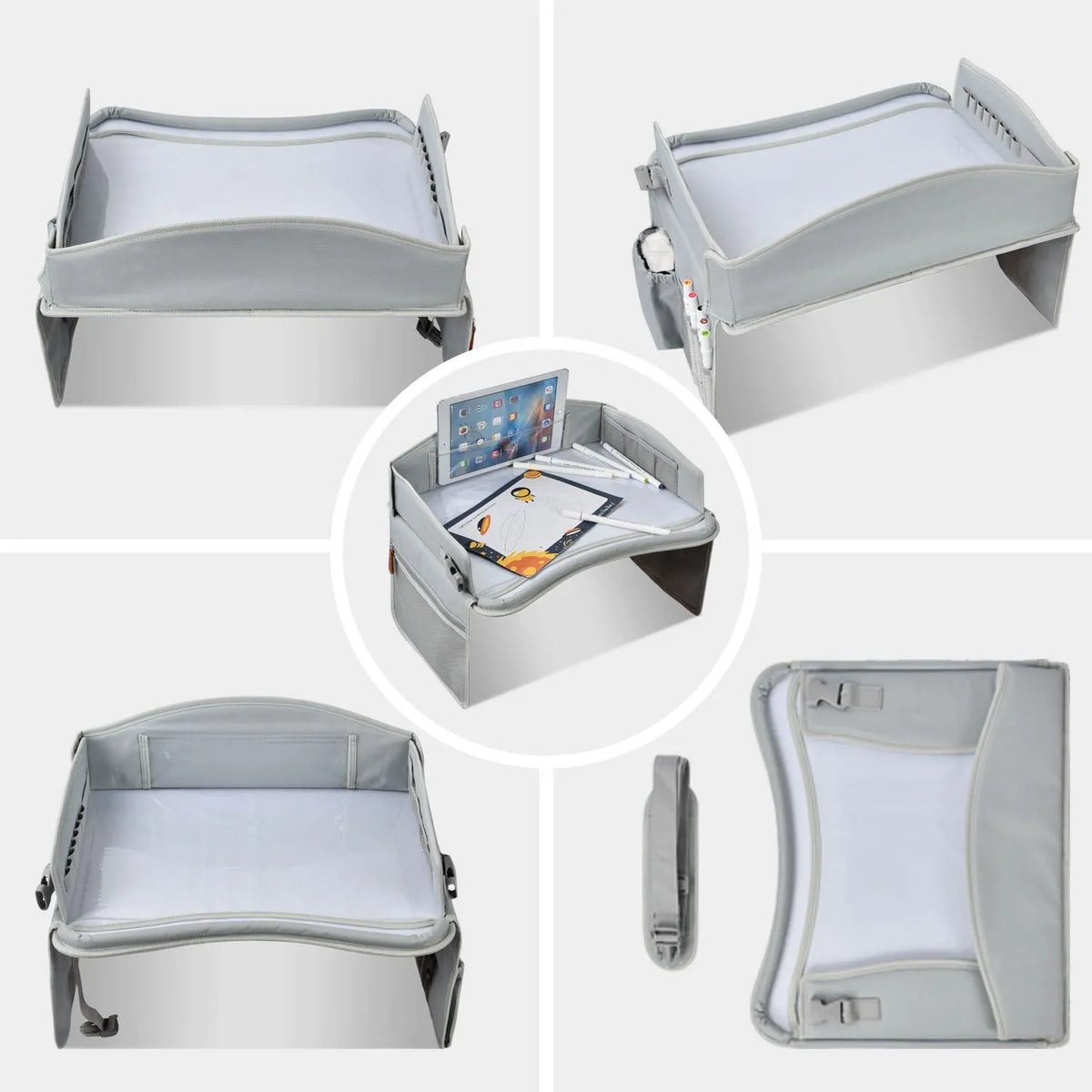 Gray children's toy car writing board tray travel artboard bag made from water-repellent cloth