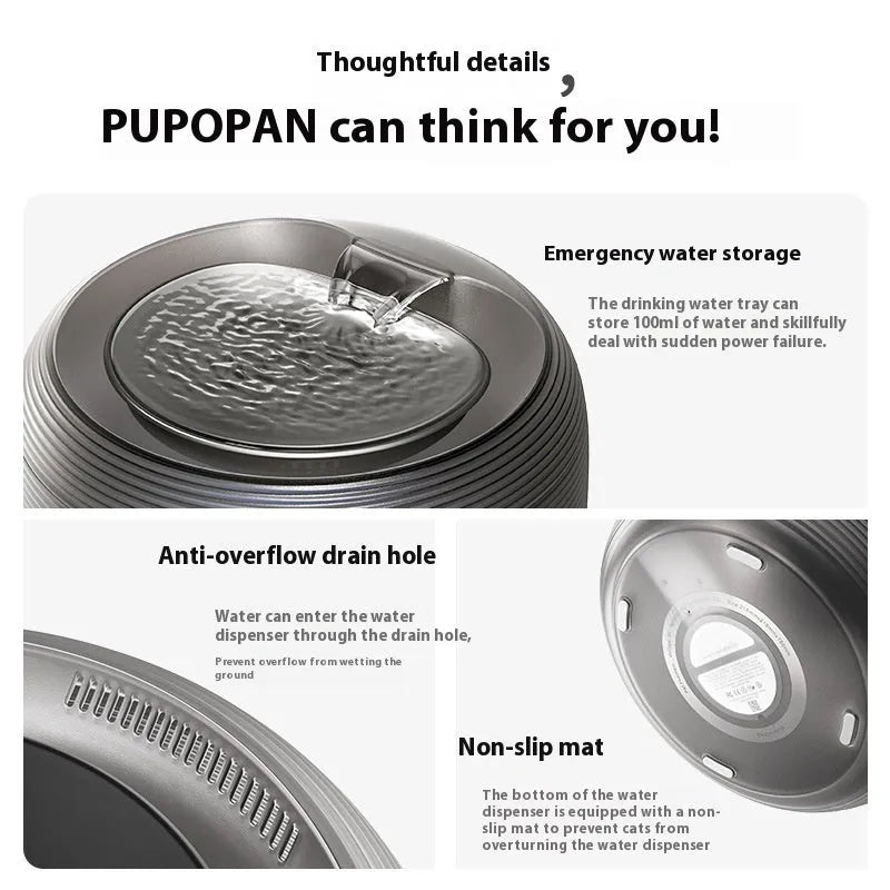 Home Fashion automatic loop pet drinking bowl 2.5L USB water dispenser for cats and dogs in Frost White
