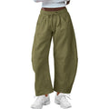 Loose cropped sweatpants with drawstring waist and side pockets in cotton fabric