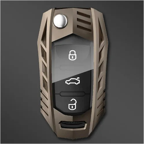Metal mecha golf auto key shell protective cover in silver colour with buckle option