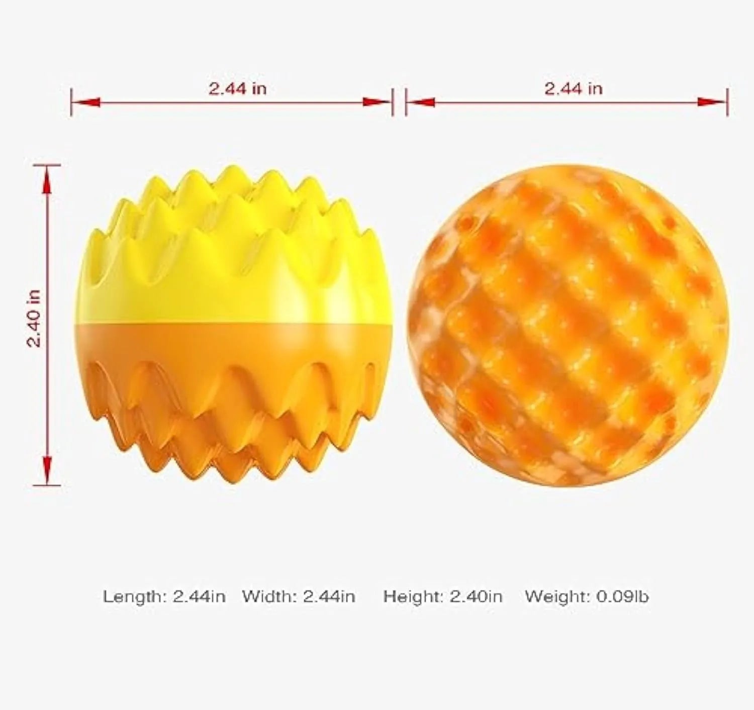 Blue spiky rubber dog ball with squeaker for dental cleaning and water fetch