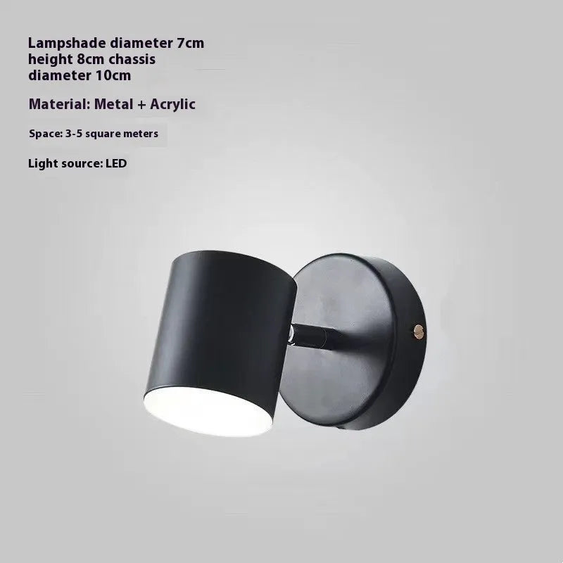 Rotatable bedside wall lamp with golden mirror front in gold finish mounted on wall