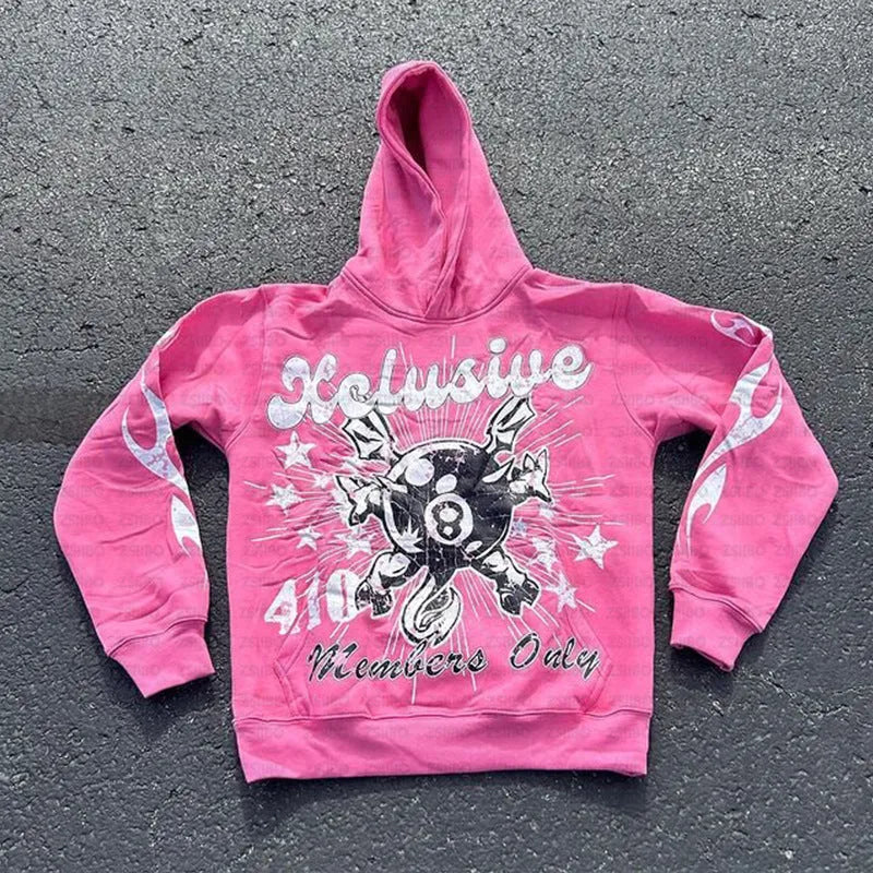 Loose street hipster pullover with personalised letter printing on the front in orange