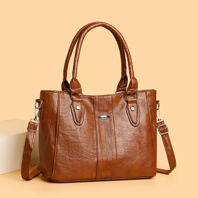 Soft PU casual shoulder bag for women in black, simple fashion design