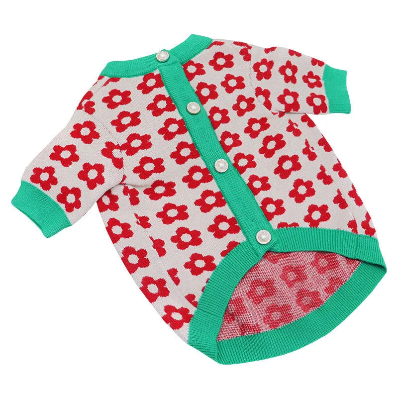 Button-front cartoon dog sweater in wool material for autumn and winter wear