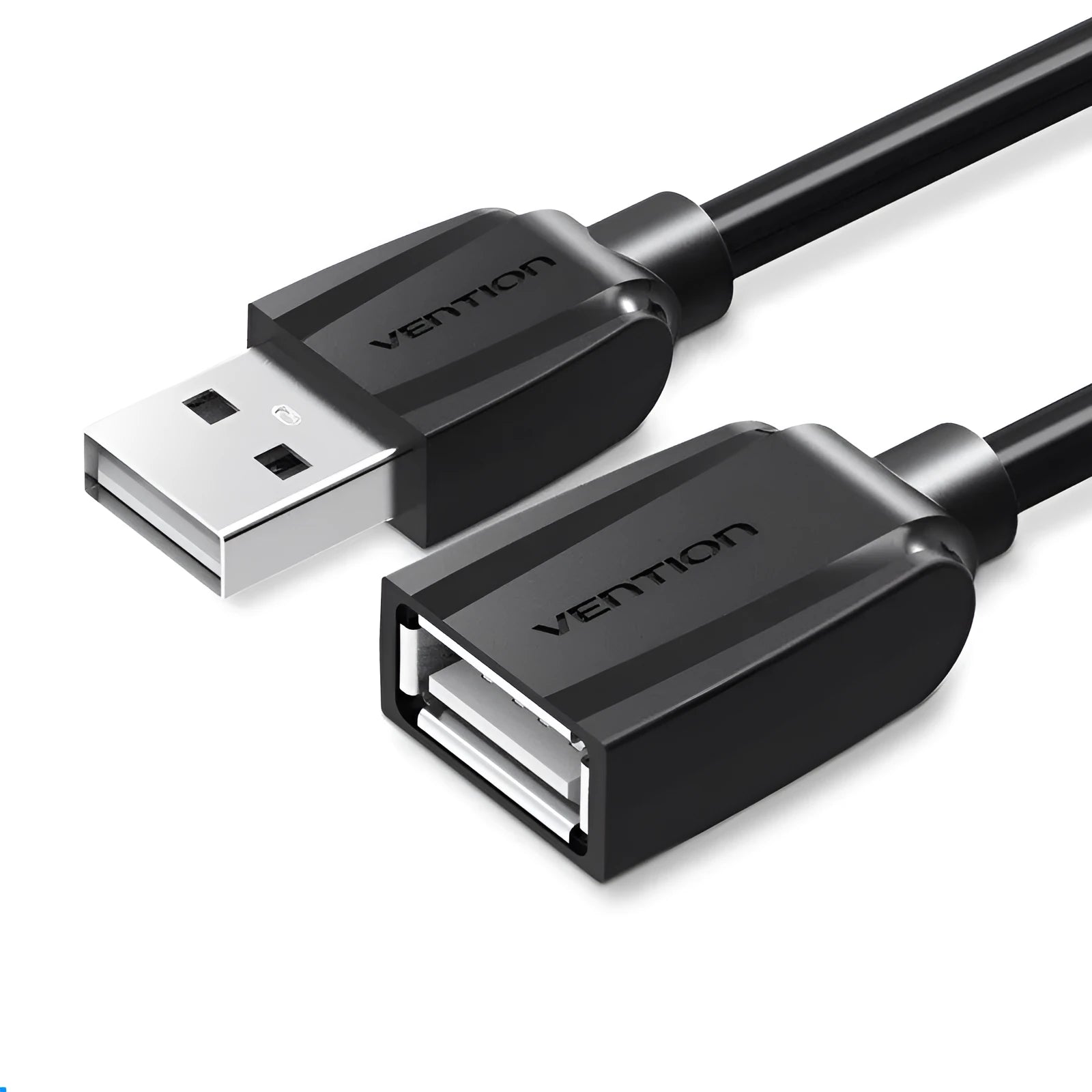 Male to female USB extension cable in black with gold-plated connectors, available in multiple lengths from 0.5m to 5m