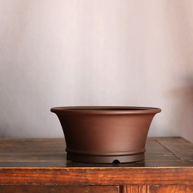 Linglong large capacity ceramic flower pot in classic purple clay round bowl basin design