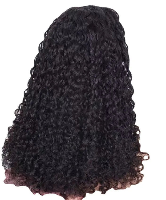 European and American women's head scarf wig with ice silk headband, long curly hair, high temperature wire, realistic style