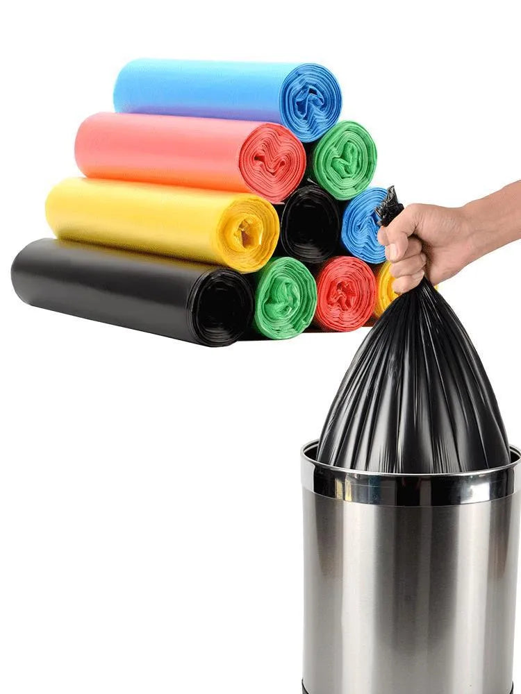 Roll of large black disposable kitchen bags with flat mouth opening, measuring 50cm by 60cm