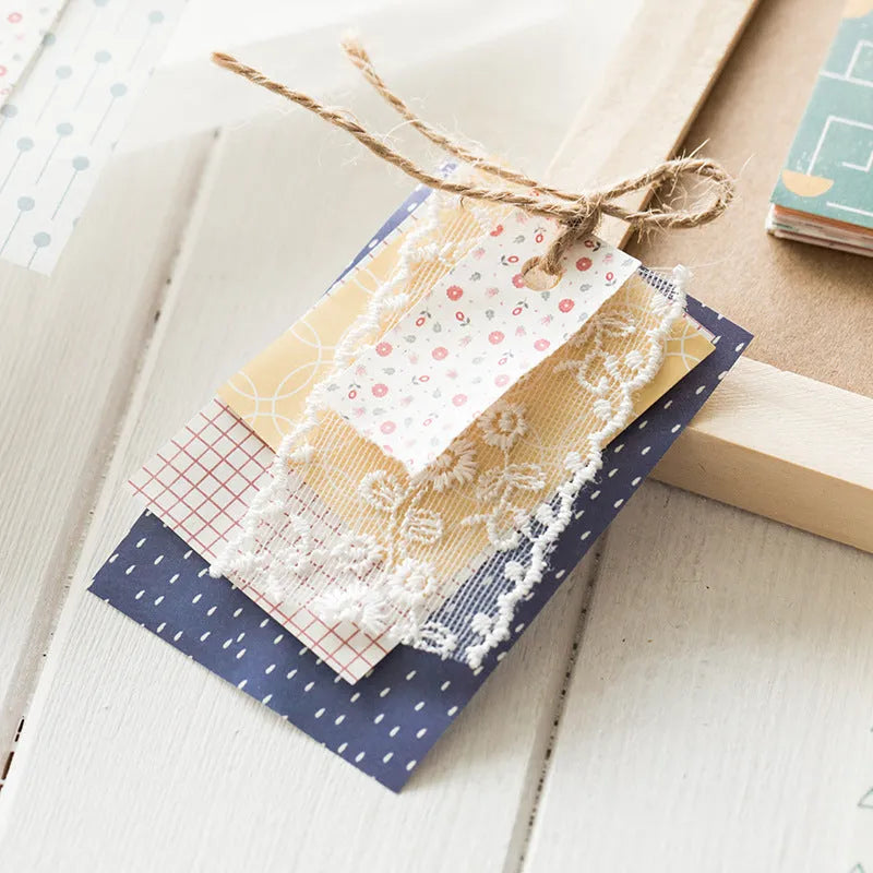 Pack of 50 retro dessert-themed note papers in colours like red plum cheese and caramel puff, each measuring 56mm by 83mm.