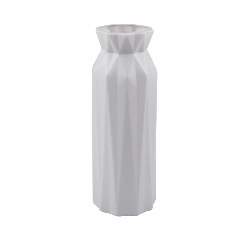 Drop-resistant melamine plastic vase in green, grey, pink, or white colours.