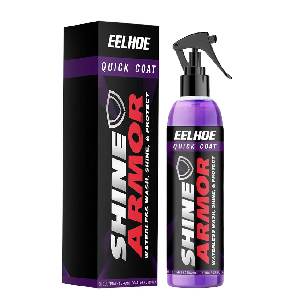 Purple liquid nano coating spray bottle for car paint protection.