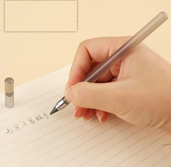 Acrylic transparent eternal pencil with alloy tip showing colour refill options