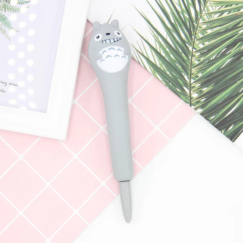 Soft silicone decompression gel pen with cartoon print refill, compatible with Apple devices.