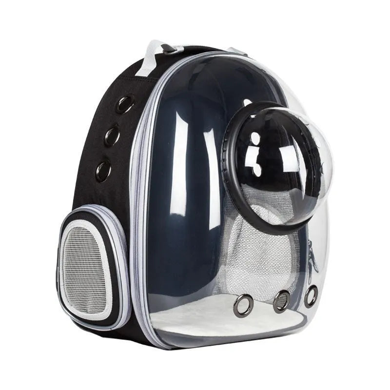 Transparent skylight pet cat bag in black colour, PC material, large capacity for travel use