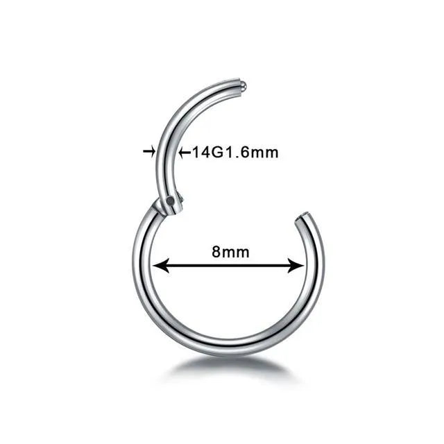 G23 titanium segment hinged clicker ring for septum nose piercing in rainbow colour finish