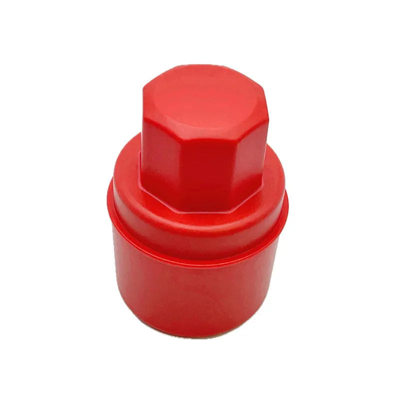 Black car tyre polishing sponge brush with high-density foam head and a white protective lid on a tyre.