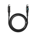 Double-headed TYPE-C PD 100W woven data cable with digital display in black on a plain background