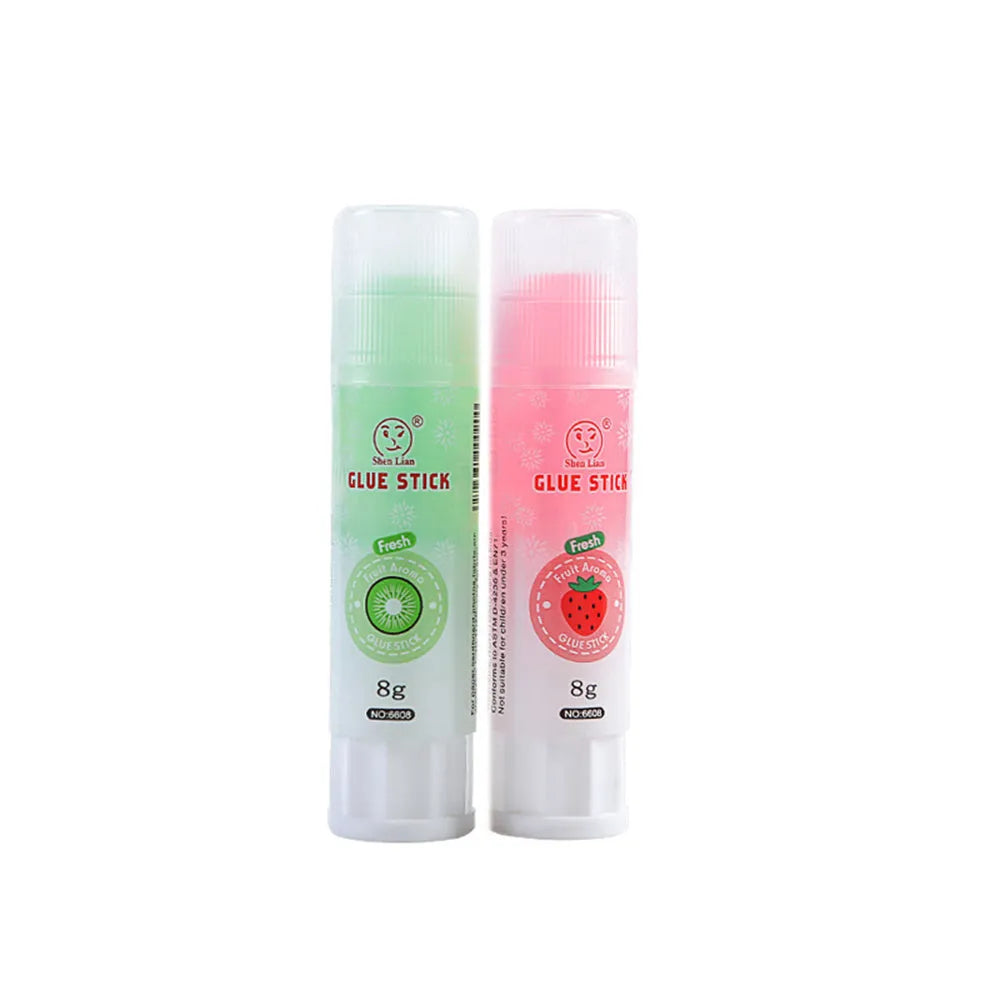 Jelly solid glue stick in fruit colours measuring 8.5cm with PVP adhesive for crafts