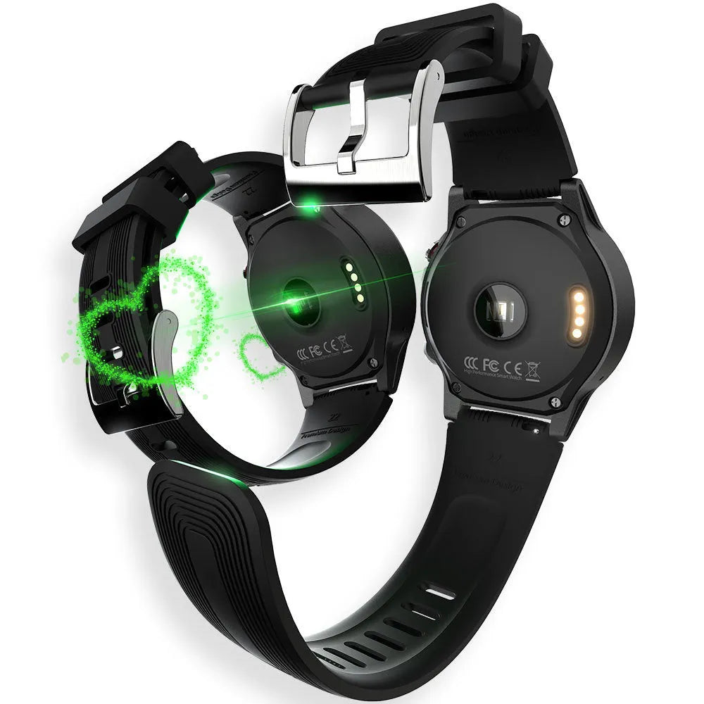 Black smart watch for men with 1.3-inch screen showing fitness tracking interface