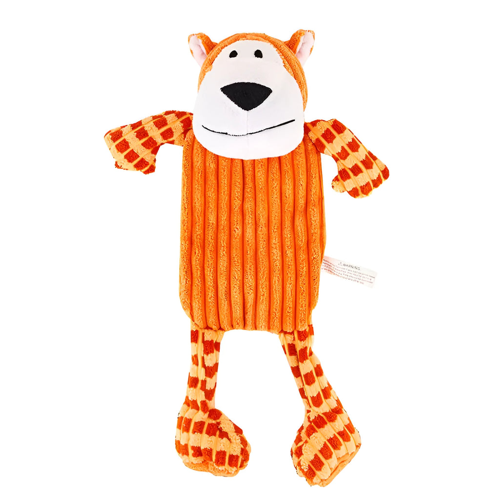 Green or orange durable plush dog toy with squeaker for aggressive chewers