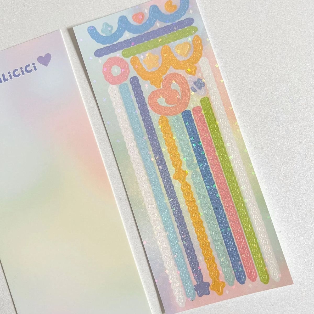 Cat cherry blossom decorative laser sticker, 03 chain sticker, 6.5 x 18cm, thin glittering five-pointed star effect