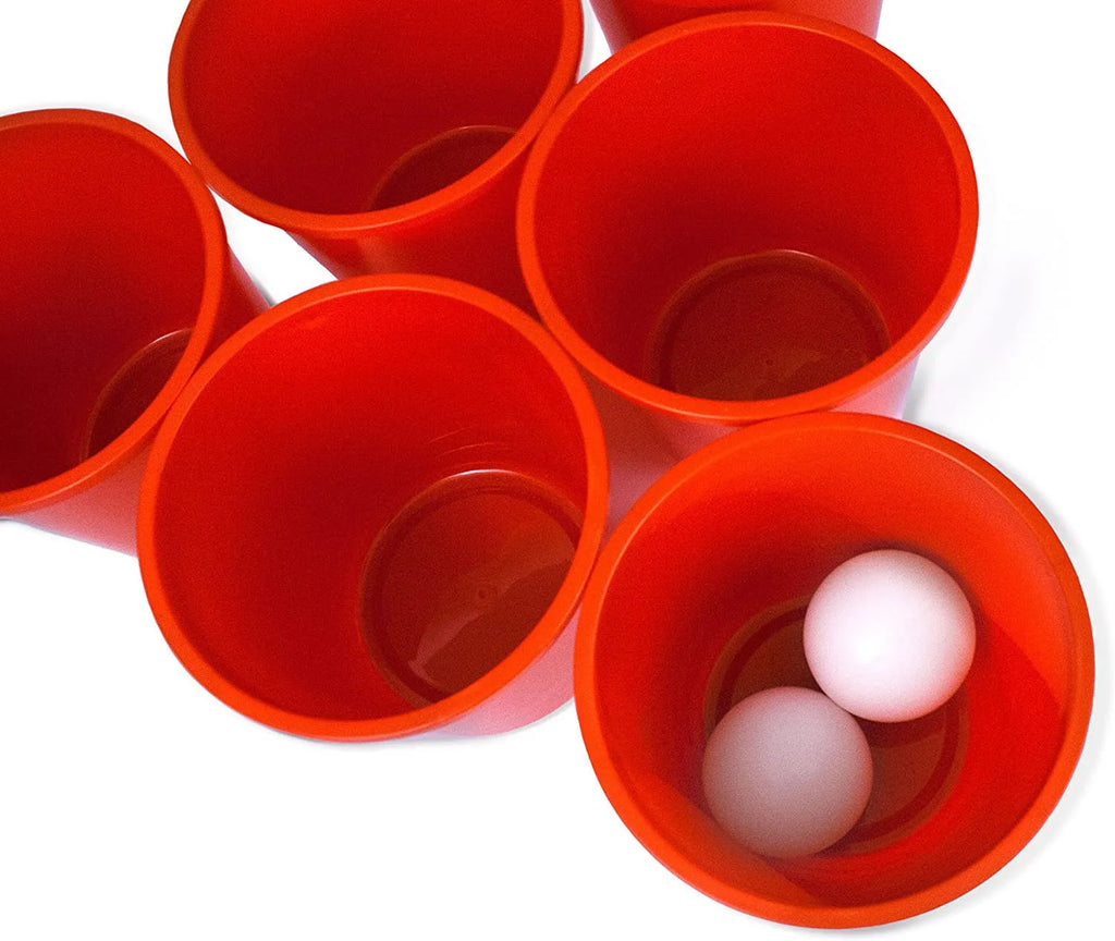 Red plastic beach bucket outdoor game set for beach throwing play
