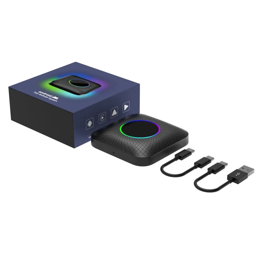 Tbox-Led wireless CarPlay adapter Android 13 system compact black box for car compatibility