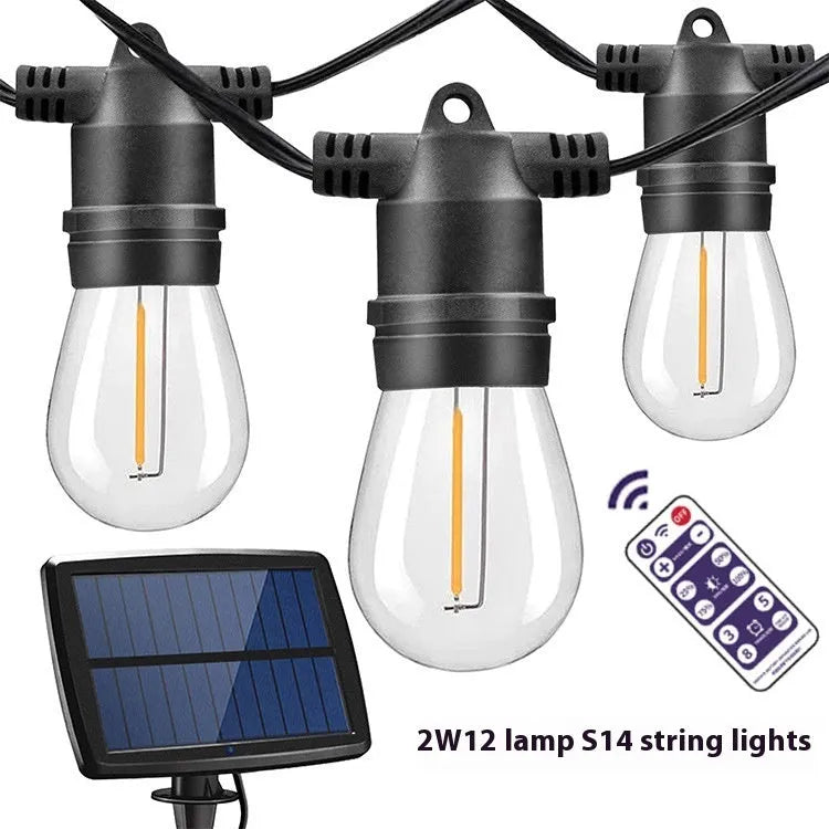 Waterproof solar-powered LED string lights with PVC shell for outdoor garden use