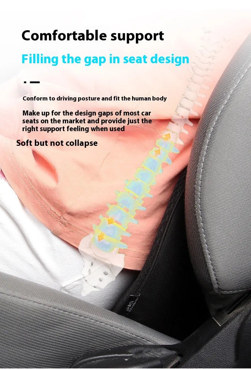 Flat style car seat cushion with memory foam filler, shown in available colours: black, beige, brown, and red.