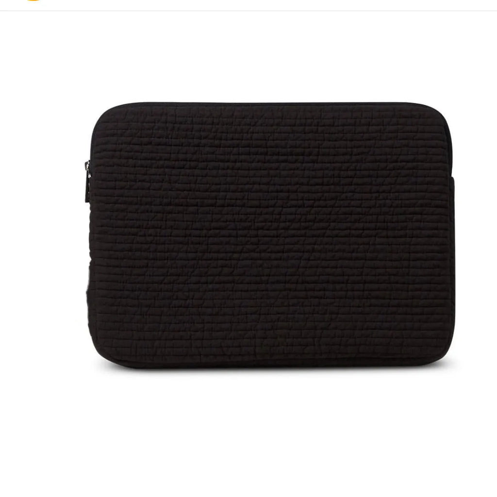 Black and white anti-seismic cotton cloth laptop bag for tablet PCs in clutch design.