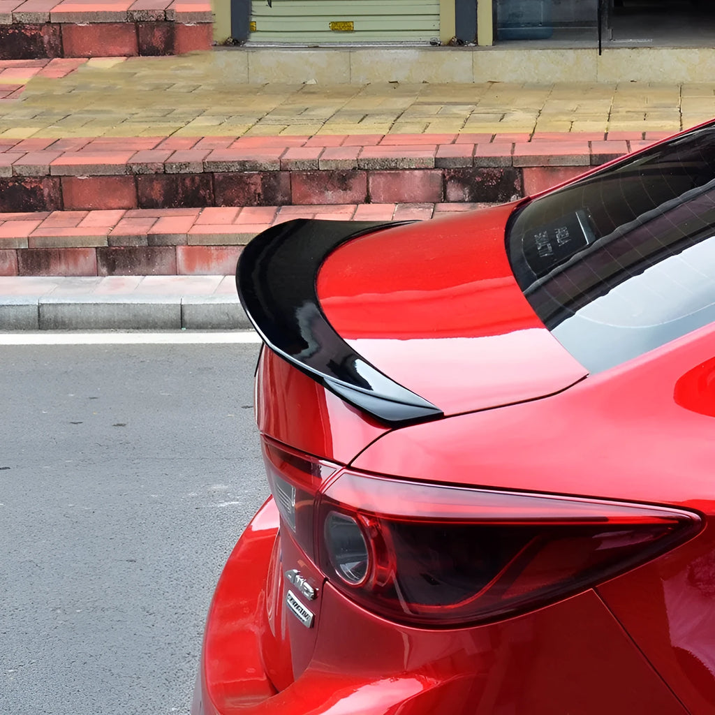 Bright black Mazda 3 rear tail blade trim finisher for 2014-2021 Axela Exela models