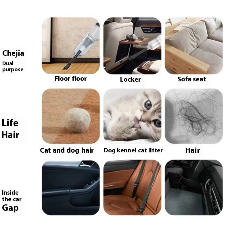 Black handheld portable car wireless vacuum cleaner with USB charging