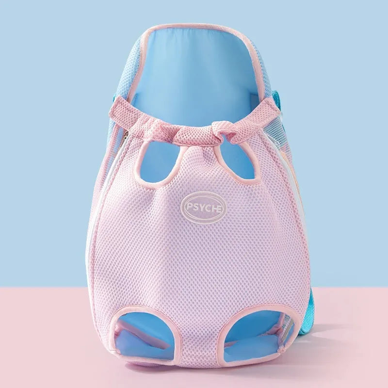 Portable cat carrier chest bag with cartoon animal pattern and adjustable shoulder strap