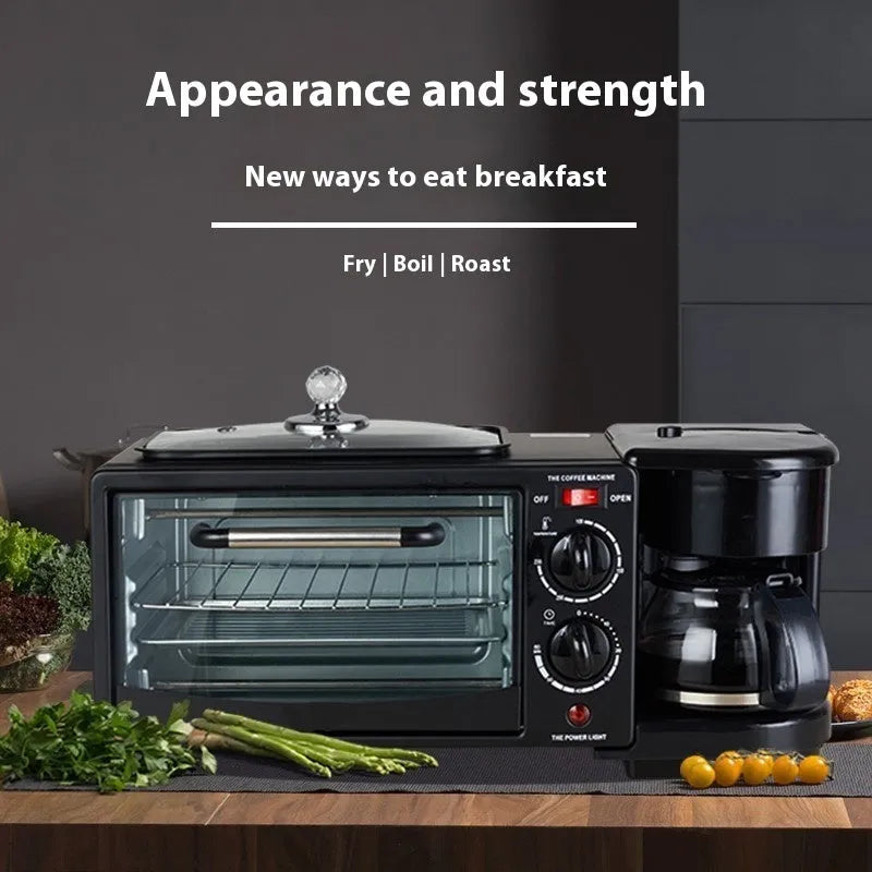 Three-in-one multifunctional breakfast machine stainless steel black NEG panel for 2-3 people